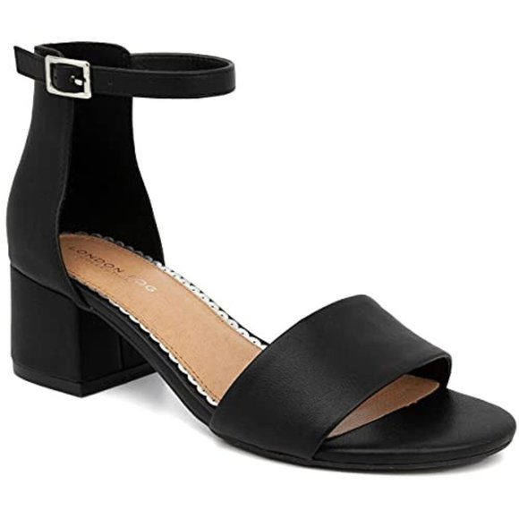 LONDON FOG Nikki Low Ankle Strap Pump Sandal Black Smooth 9.5 - Picture 7 of 7
